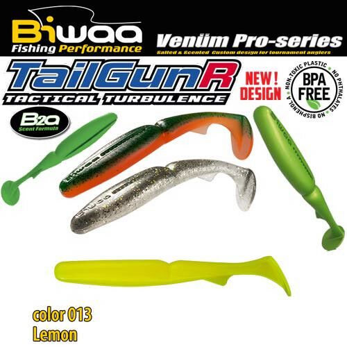 Biwaa TailGunR 4.5 hüvelykes 11.5cm 013 citrom színű műanyag horgászcsali - Gumicsali és twister