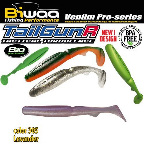 Biwaa TailGunR 4.5 hüvelykes 11.5cm 305 Levander puha műanyag horgászcsali, taktikai turbulencia, illatosított, b2a illatformula - Gumicsali és twister
