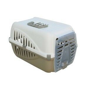 Georplast Macskaszállító, 50x33x31cm, fehér és bézs műanyag macskaszállító - Hordozó, autós box kisállatoknak