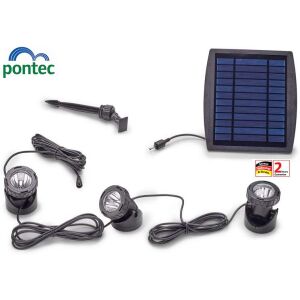 Pontec PondoSolar LED Set 3, napelemes tóvilágítás, 3 LED lámpa, meleg fehér, vízálló, automatikus szürkületkor bekapcsolás, 2 év garancia - Pontec
