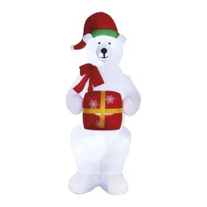 Aufblasbarer LED Eisbär Weihnachtsdekoration mit Geschenk, 240cm - Weihnachten