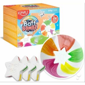 Baff Bombz: Szivárvány színű fürdőbomba szett - Csillag alakú, 3 db-os