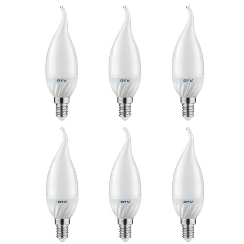 GTV 6er-Pack LED-Flammenleuchtmittel, 8W E14, 4000K Neutralweiß