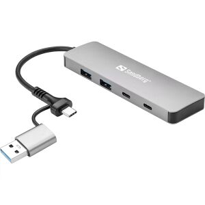 Sandberg USB-C/A - 2xUSB-A + 2xUSB-C Hub, ferde nézet - Sandberg