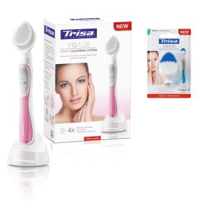 Trisa Visage Sonic Cleansing System Roz, perie electrică de curățare facială cu reumplere pentru curățare profundă - Scaune de salon, Set de unghii, Dispozitiv de îngrijire facială și Polizor de unghii