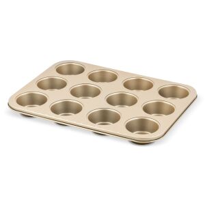 Tepsi 12 muffinhoz ZASS Gourmet, ZG-BW 01, 35x26,5x3cm, Szénacél, Tapadásmentes bevonat, Gáz- és/vagy elektromos sütővel kompatibilis, Bronz szín 126713130 - Muffin sütő