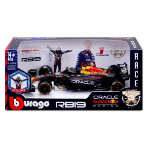 Bburago 1/24 Oracle Red Bull RB19 F1 pretekárske auto s figúrkou vodiča v krabici - Bburago