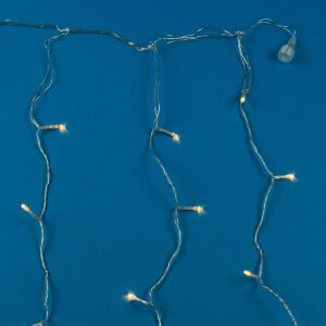 Instalație Lumini Perdea LED, 100 Becuri Alb Cald pe Cablu Transparent - Ghirlande luminoase