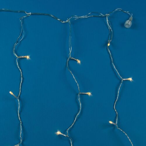Instalație Lumini Perdea LED, 100 Becuri Alb Cald pe Cablu Transparent