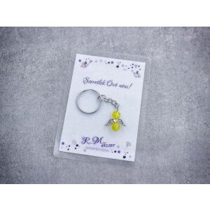 Szeretlek Óvó néni sárga angyal medálos kulcstartó 126856976 - Ajándék kulcstartó