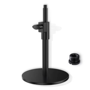 Stand Profesional pentru microfon de birou, CR|G® SP1, Telescopic, Baza stabila, Metal, Abs, Inaltime 21 cm, Prindere 3/8'' si 5/8'', Negru mat 126859539 - Accesorii pentru microfon