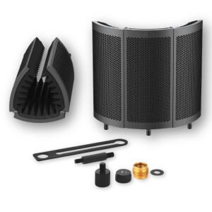 Scut de Izolare Zgomote - Filtru Microfon Profesional Studio, Pliabil & Portabil pentru Microfon, Birou & Stativ Studio, Reducere Eficienta a Zgomotului, Accesoriu Ideal pentru Podcast, Strea 126859603 - Accesorii pentru microfon