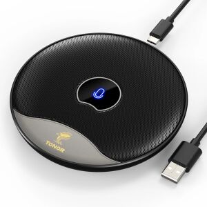 USB konferencia mikrofon, Tonor TM20, kondenzátor, többirányú, hordozható, fémes, fekete, tárgyalóterem, online értekezlet, chat