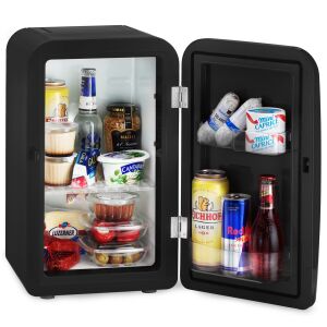 Trisa Frescolino Plus 17L hordozható mini hűtőszekrény italokkal és snackekkel megtöltve - Trisa