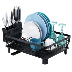 ZASS Gourmet ZG-DR 01 fekete edényszárító tálcával, lefolyórendszerrel és evőeszköztartóval - Edényszárító