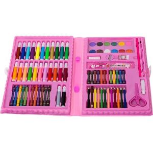 86-teiliges rosa Kunstset für Kinder, inklusive Marker, Buntstifte, Wasserfarben und Bleistifte - Iso Trade