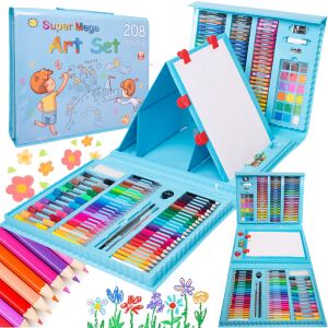 WePro Store Kinder Mal- und Zeichenset 208-teilig Marker Buntstifte Ölpastelle und Wasserfarben