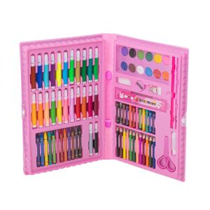 WePro Store Mal- und Zeichenset für Kinder, 86-teilig, Marker, Buntstifte, Ölpastelle, Wasserfarben, 3 Jahre, Rosa