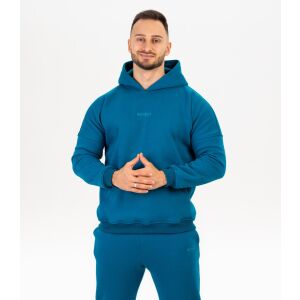 Genesis Fluffy uniszex benzinkék kapucnis pulóver, elölnézet - Női pulóver