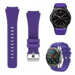 Szilikon szíj Huawei GT 2/3/4/5 PRO 46mm, Samsung Galaxy Watch 46mm/3 45mm, Gear S3, Amazfit GTR 4 3 2 Pro 47mm, Xiaomi Mi Color S1 karóra, lila 126869566 - Okosóra szíj