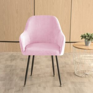 Rózsaszín bársony kagylószék fekete lábakkal - Bútorhuzat