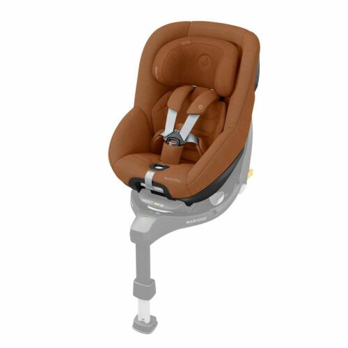 Maxi-Cosi Pearl 360 Pro car seat in Authentic Cognac color, angled view