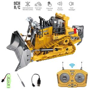 Távirányítós buldózer valósághű LED fényekkel és hangokkal,  9 csatornás, anyaga ötvözet/ABS, fekete/sárga