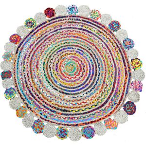 Bakero Roberta 52 Multi runder Teppich, ⌀ 120 cm, bunter Jute- und Recyclingbaumwollteppich - Innenarchitektur
