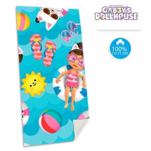 Plážová osuška Netflix Gabby's Dollhouse 100% bavlna, 70x140cm, logo Gabby's Dollhouse - Kúpanie & Starostlivosť o bábätká