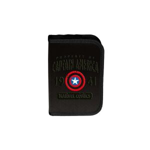 Avengers Amerika Kapitány kihajtható tolltartó, fekete, Amerika Kapitány pajzs mintával - Paso