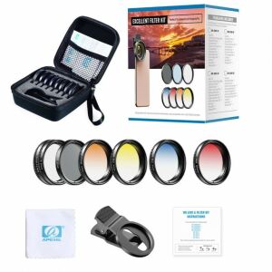 Set de filtre pentru lentile de cameră telefon Apexel 7 în 1 cu filtre CPL, ND32, stea și colorate pentru iPhone, Samsung și Huawei - Lentile / obiective pentru telefoane moblle