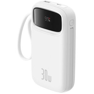 Szögletes nézet a Baseus QPow 2 20000mAh 30W fehér power bankról - Baseus