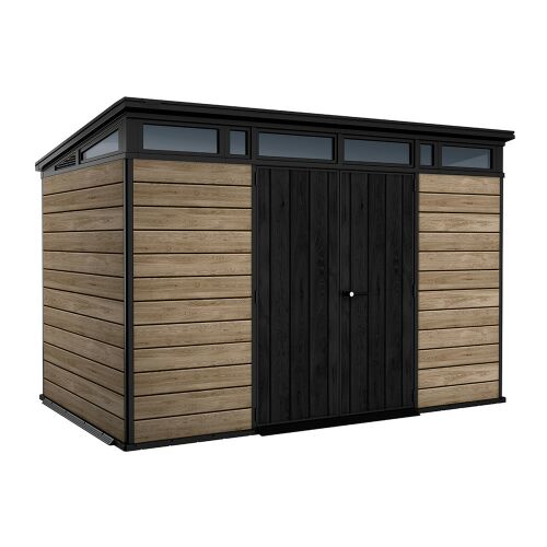 Signature PENT 11x7 kőrisfa hatású műanyag kerti ház dupla ajtóval