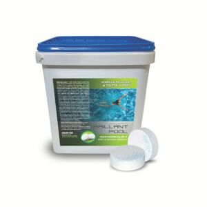 Brilliant Pool Maxi-Kombi klórtabletta, 5 kg-os vödör, 200 grammos tabletták, medencevíz kezelésére - Klór tabletta