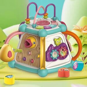 Interaktywna zabawka muzyczna Mappy Cube dla niemowląt z wieloma aktywnościami, w tym zegarem, labiryntem koralików, kierownicą i instrumentem muzycznym - WePro Store