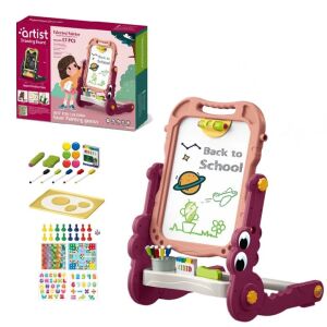 Tabla de desenat multifunctionala cu doua fete si 2 jocuri de societate incluse WePro Store, partea magnetica pentru cifre si litere si cea neagra pentru scris cu creta, accesorii pentru pict 126990244 - Planșe de desen