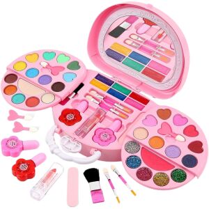 Kinder-Schminkset, WePro Store Schminkset, Lipgloss, Lidschatten, Spiegel, Einzigartiges Design, Leicht zu tragen, Ungiftig, Rosa, Ab 3 Jahren