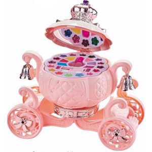 WePro Store Kinder-Make-up-Set, einzigartiges Design, wasserlöslich, Spiegel, Lipgloss, Lidschatten, Puder, ungiftig, Pink