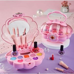 Trusa de machiaj pentru copii WePro Store, lac de unghii, ruj pentru buze, solubile in apa, Non Toxic, Roz, 3 ani + 126990649 - WePro Store