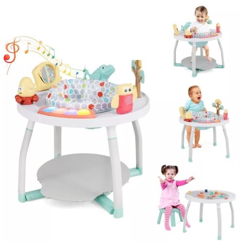5-in-1-Baby-Jumper mit Tisch und Aktivitätscenter WePro Store, Musikmatte, Baby-Jumper, höhenverstellbar, 360°-Drehsitz, Geräusche, Lichter, attraktives Zubehör, ab 6 Monaten, weiß 126990586