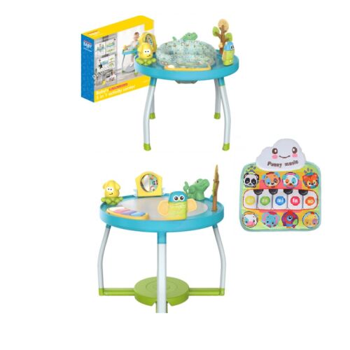 5-in-1-Baby-Jumper mit Tisch und Aktivitätscenter WePro Store, Musikmatte, Baby-Jumper, höhenverstellbar, 360°-Drehsitz, Geräusche, Lichter, attraktives Zubehör, ab 6 Monaten, blau 126990818