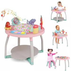 5-in-1-Baby-Jumper mit Tisch und Aktivitätscenter WePro Store, Musikmatte, Baby-Jumper, höhenverstellbar, 360°-Drehsitz, Geräusche, Lichter, attraktives Zubehör, ab 6 Monaten, Rosa 126990623 - Babywalker