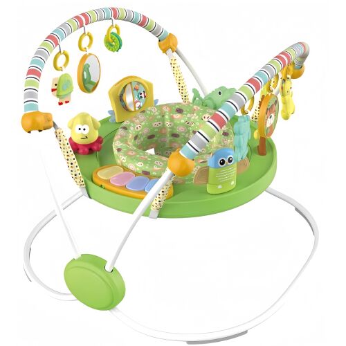 WePro Store Activity Center Baby Jumper mit verstellbarer Höhe, 360 Grad drehbarem Sitz, Sounds, Lichtern und interaktiven Accessoires, ideal für Babys ab 6 Monaten, grün