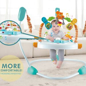 Baby Jumper mit Activity Center, 360 Grad drehbarem Sitz, Lichtern, Geräuschen und Spielzeug, höhenverstellbar, geeignet für Babys ab 6 Monaten - Babywalker