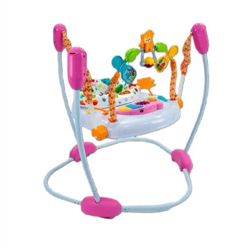 WePro Store Baby-Jumper mit Aktivitätscenter, höhenverstellbar, 360° drehbarer Sitz, Geräusche, Lichter und attraktives Zubehör, ideal für Babys ab 6 Monaten, Rosa 126990762
