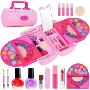 Detská make-up sada WePro Store, 6 rúžov, lesk na pery, 2 laky na nechty, 22 očných tieňov, lícenka, rozpustná vo vode, pre deti staršie ako 3 roky, netoxická, ružová 126990716 - WePro Store