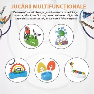 Multifunktions-Baby-Springer mit Musikzentrum, sensorischem Spielzeug, sicherem und weichem Material, ohne scharfe Kanten. Zahnrad, Octopus Spinner Zornai, Krokodil-Zahnräder, Hängespielzeug und kleiner Wipper, alle können separat verwendet werden - Babywalker
