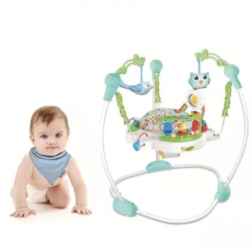 Baby Jumper mit Tier-Spielzeug, WePro Store, Baby-Aktivitätszentrum, höhenverstellbar, 360 Grad drehbarer Sitz, Lichter, Geräusche, interaktives Spielzeug, mehrfarbig, 6 Monate+