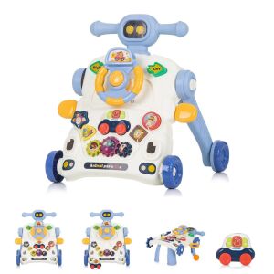 WePro Store 3-v-1 Activity Center Walker, modrá, s viacerými režimami hry, vrátane chodidla, stola na aktivity a hudobnej klávesnice - WePro Store
