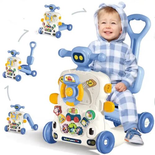WePro Store 6-в-1 Activity Walker, бебешка проходилка, маса за обучение, маса за игра, скутер, влакче на колела, люлеещ се стол, музикална клавиатура, звуци и светлини, 6 месеца+